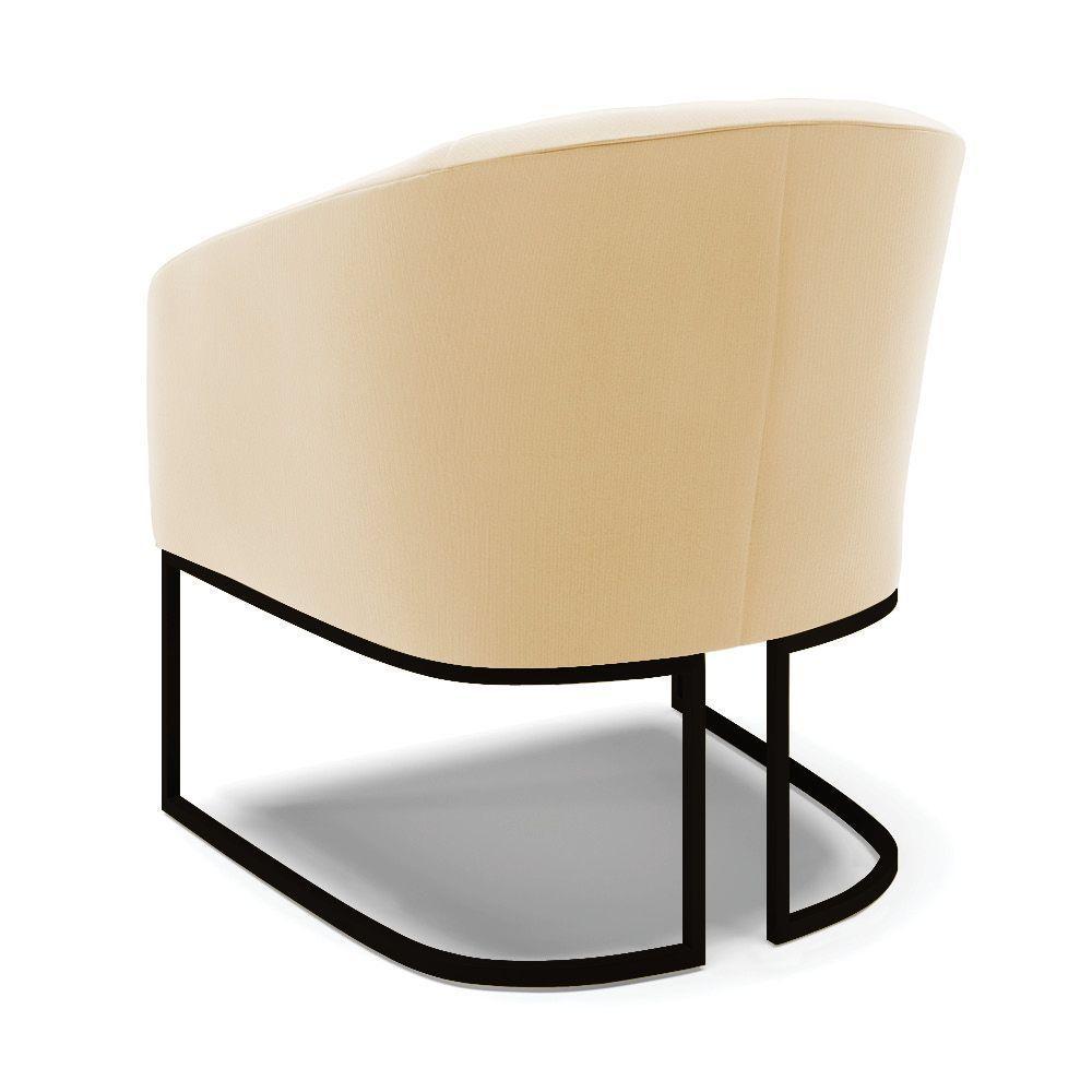 Kit 2 Poltronas Stella Suede Base Industrial Preto - D'Rossi Cor Bege - 5