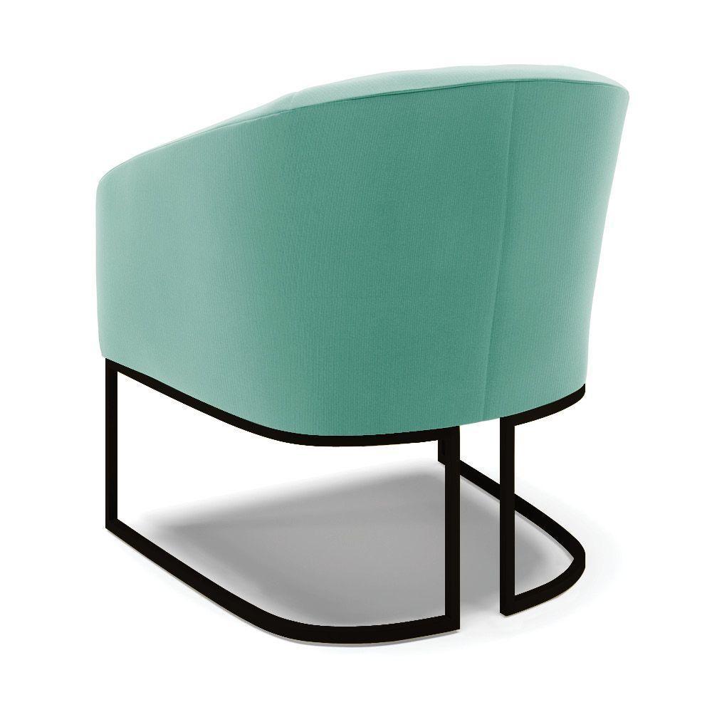 Kit 2 Poltronas Stella Suede Base Industrial Preto - D'Rossi Cor Azul Turquesa - 5