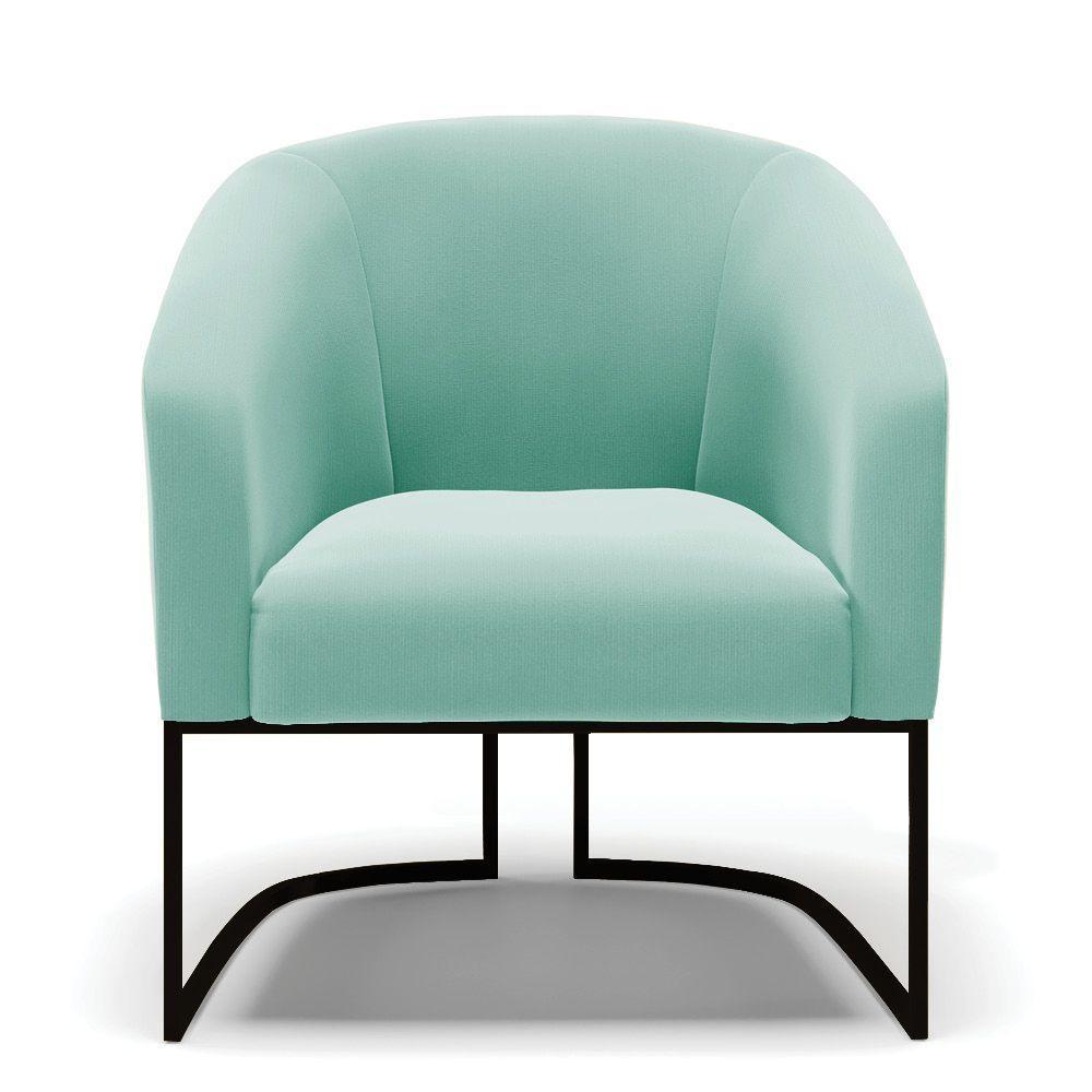 Kit 2 Poltronas Stella Suede Base Industrial Preto - D'Rossi Cor Azul Turquesa - 7