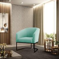 Kit 2 Poltronas Stella Suede Base Industrial Preto - D'Rossi Cor Azul Turquesa - 8