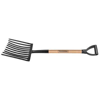 Forcado Para Cascalho Com 10 Dentes Tramontina Em Aço Com Cabo De Madeira 71 Cm