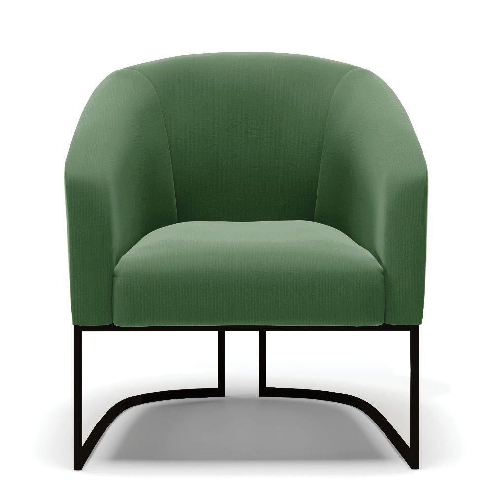 Kit 2 Poltronas Stella Suede Base Industrial Preto - D'Rossi Cor Verde - 7