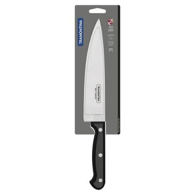 Faca Chef Tramontina Ultracorte Com Lamina Em Aço Inox E Cabo De Polipropileno Preto 8"