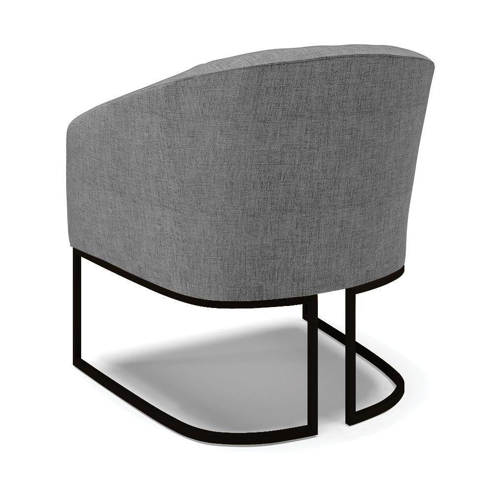 Kit 2 Poltronas Stella Linho Base Industrial Preto - D'Rossi Cor A26 Grafite - 5