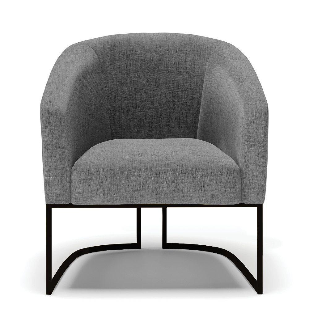 Kit 2 Poltronas Stella Linho Grafite A26 Base Industrial Preto - D'Rossi - 6