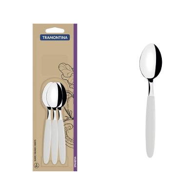 Colheres Para Cha Tramontina Ipanema Com Laminas Em Aço Inox E Cabos De Polipropileno Branco 3 Peças