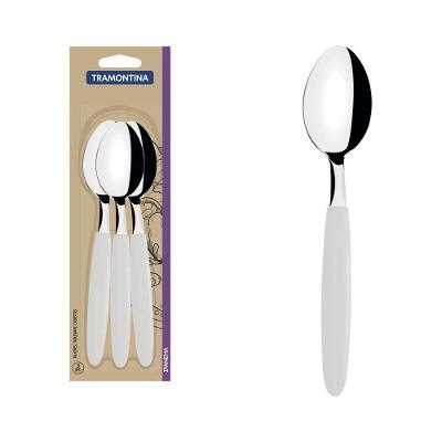 Colheres De Mesa Tramontina Ipanema Com Laminas Em Aço Inox E Cabos De Polipropileno Branco 3 Peças