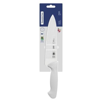 Faca Chef Tramontina Premium Com Lamina Em Aço Inox E Cabo De Polipropileno Branco 8"