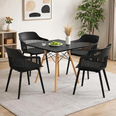Kit Mesa de Jantar e 4 Cadeiras Marcela 4 Lugares Tampo MDF Preto 90CM Decoreshop