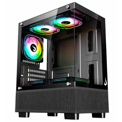 Gabinete Gamer Crystal Glass 02 Mid Tower M-ATX ITX Vidro Temperado Preto Rise Mode RM-CA-CY-02-FB