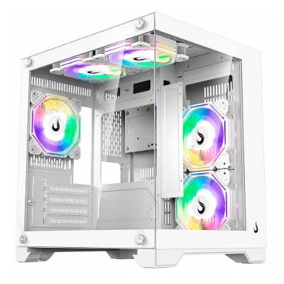 Gabinete Gamer Galaxy Glass m Mini M-ATX ITX Vidro Temperado sem Fan Branco Rise Mode