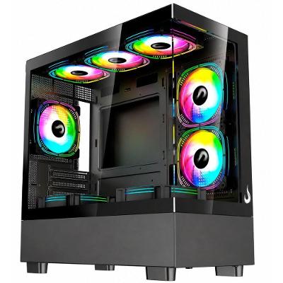 Gabinete Gamer Crystal Glass 03 Mid Tower M-ATX ITX Vidro Temperado Preto Rise Mode