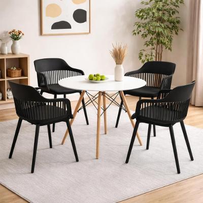 Conjunto de Jantar Eiffel 4 Lugares Tampo em MDF Cadeiras Pretas 90CM Decoreshop