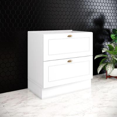 Balcão Americana 2 Gavetas MDF 80CM Branco Móveis Henn