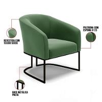 Kit 2 Poltronas Stella Suede Verde Base Industrial Preto - D'Rossi