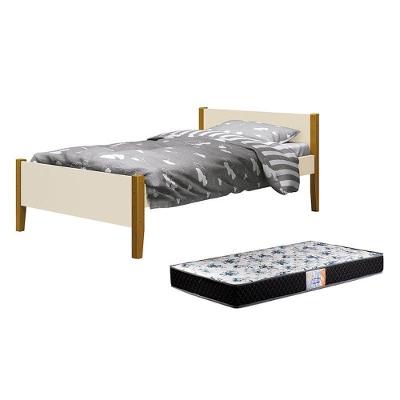 Cama Solteiro Simba com Colchão D33 MDF Areia Fosco Reller Móveis