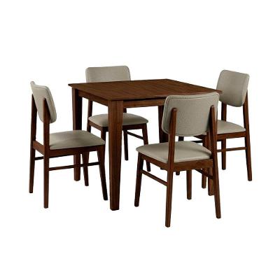 Conjunto de Mesa com 4 Cadeiras 4 Lugares em Madeira Capuccino 80CM Ágape