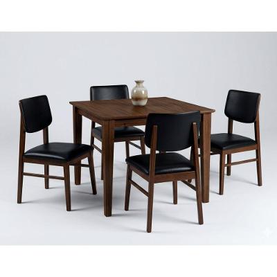 Conjunto de Mesa com 4 Cadeiras 4 Lugares Tampo em MDF Estofado em Courino Preto 80CM