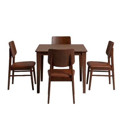 Conjunto de Mesa com 4 Cadeiras 4 Lugares Tampo em Madeira Macchiato Marrom 80CM Ágape