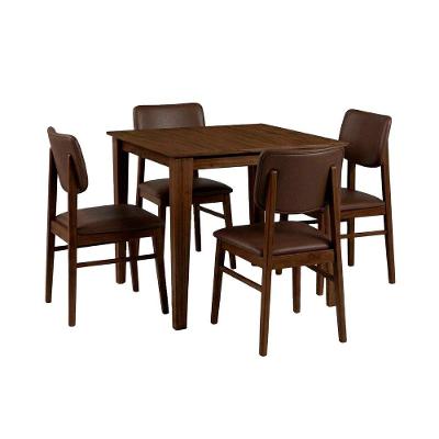 Conjunto de Mesa com 4 Cadeiras 4 Lugares em Madeira Marrom 80CM Ágape