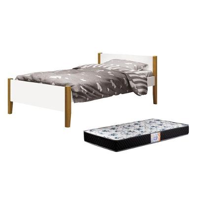 Cama Solteiro Simba com Colchão D33 Branco Fosco Reller Móveis