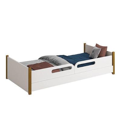 Cama Evolutiva Solteiro Ravi com Proteção Lateral MDF Branco Reller Móveis