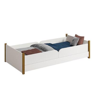 Cama Evolutiva Solteiro Ravi com 2 Kits Proteção Lateral MDF Branco Fosco Reller Móveis
