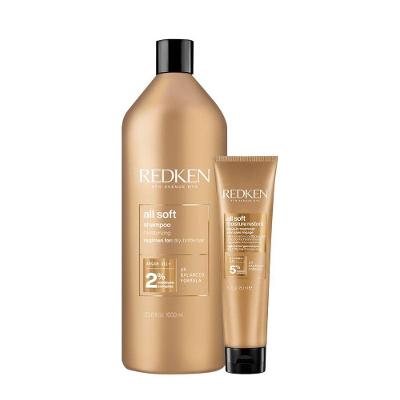 Kit de Cuidados Capilares All Soft Shampoo 1L e Leave-in Maciez e Alinhamento Redken