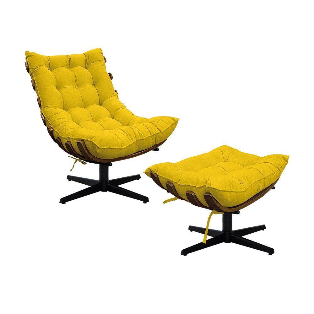 Kit Poltrona E Puff Costela Mr01 Base Giratória Corano - Amarena Móveis - 1