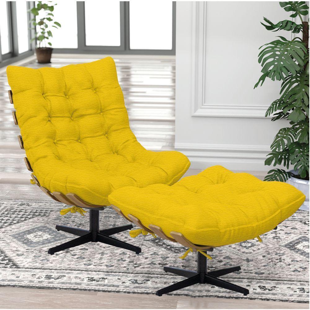 Kit Poltrona E Puff Costela Mr01 Base Giratória Corano - Amarena Móveis - 2