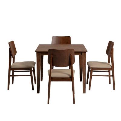 Conjunto de Mesa com 4 Cadeiras 4 Lugares Tampo em MDF Encosto em Madeira Macchiato Capuccino Ágape