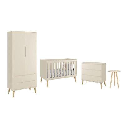 Conjunto de Quarto Theo 2 Portas 2 Gavetas MDF Areia Fosco Reller Móveis