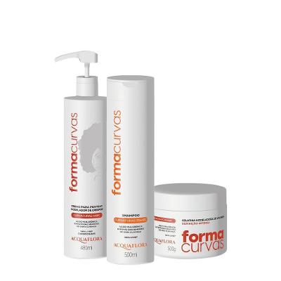 Kit de Tratamento Capilar Forma Curvas Shampoo Creme de Pentear e Gelatina Multicolorido Acquaflora