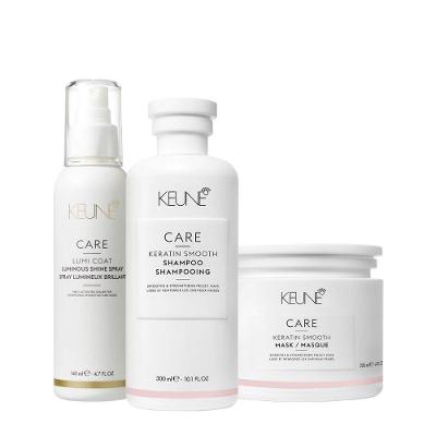 Kit de Tratamento Capilar Care Keratin Smooth Shampoo Máscara e Lumi Coat Finalizador Redução