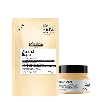 Kit de Tratamento Capilar Absolut Repair Máscara Extra Refil Reconstrução Intensa 250g e 200g