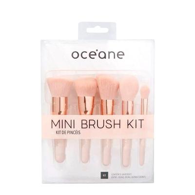 Kit de Pincéis de Maquiagem Mini Brush Kit Multicolorido Cerdas Macias Rosa Oceane