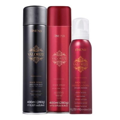 Kit de Produtos para Cabelo Valorize Mousse e Spray Fixador Ultra Forte e Forte 140G 400ML Amend