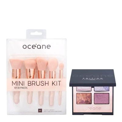 Kit de Maquiagem Mini Kit 5 Pincéis Palette Cosmic 4 Eyeshadow 4,5g Oceane