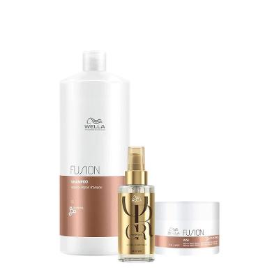 Kit Cuidados Capilares Fusion Reflections Shampoo Máscara Oil 3 Produtos Wella