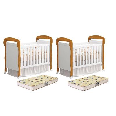 Kit Gêmeos Berço Mini Cama Danny com Sofázinho Branco Reller Móveis 70CM