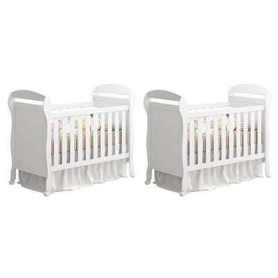 Kit Gêmeos Berço Americano Mini Cama Danny MDF Branco Brilho Reller Móveis