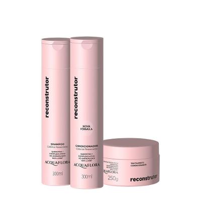Kit de Tratamento Reconstrutor Home Care com Hidratação Força e Brilho Multicolorido Acquaflora