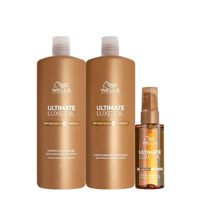 Kit de Tratamento Ultimate Luxe Oil g Shampoo 1L Condicionador 1L Óleo 100ml Wella