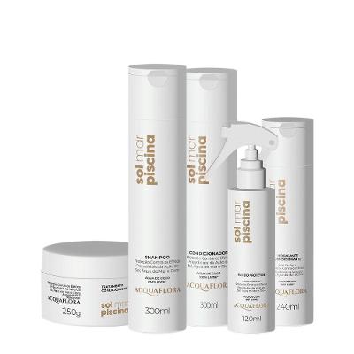 Kit de Tratamento para Cabelos Sol Mar e Piscina Multicolorido Acquaflora 05 Produtos