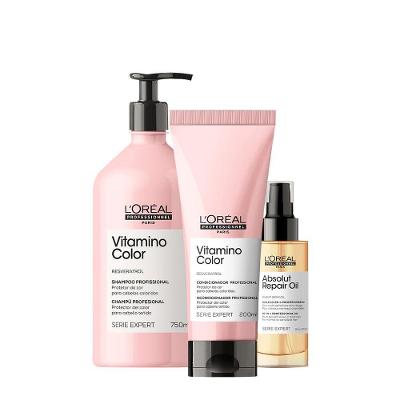 Kit de Tratamento Capilar Vitamino Color Duo Oil 90 Proteção da Cor Shampoo 750ML Condicionador
