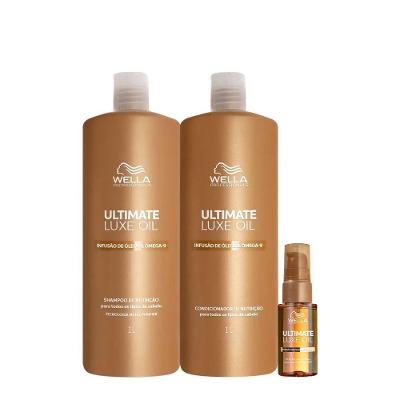 Kit de Tratamento Capilar Ultimate Luxe Oil P Nutrição e Hidratação 3 Produtos Wella
