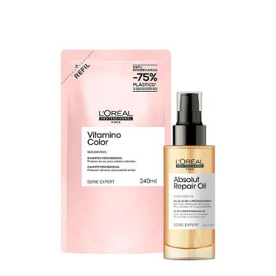 Kit de Tratamento Capilar Vitamino Color Repair Proteção da Cor Shampoo 240ml e Óleo 90ml L'Oréal