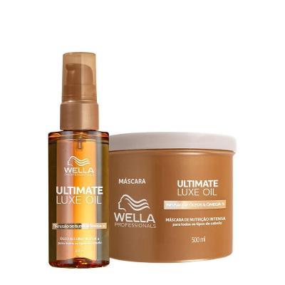 Kit de Tratamento Capilar Ultimate Luxe Oil Nutrição Profunda Redução de Frizz Wella Máscara 500ML