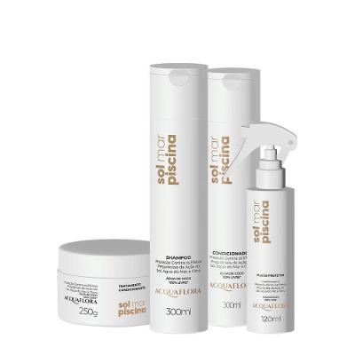Kit de Tratamento Capilar Sol Mar Piscina Home Care Leave-in com Proteção Solar FPS15 Shampoo 300ml