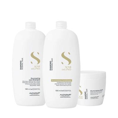 Kit de Tratamento Capilar Semi Di Lino Diamond Illuminating Shampoo Condicionador e Máscara Alfaparf